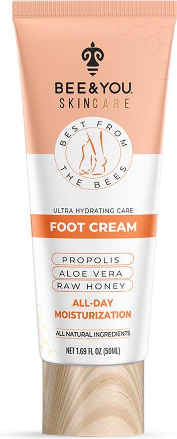 BEE&YOU Antioxidant Natuurlijke Voetcrème Propolis + Aloe Vera + Rauwe Honing Natuurlijke Ultrahydratatie 50 ml