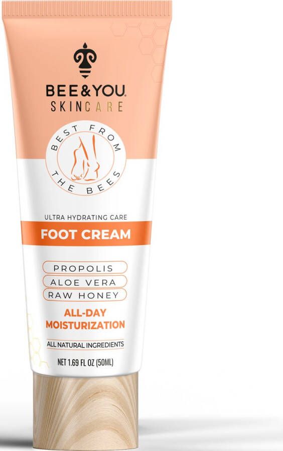 BEE&YOU Antioxidant Natuurlijke Voetcrème Propolis + Aloe Vera + Rauwe Honing Natuurlijke Ultrahydratatie 50 ml