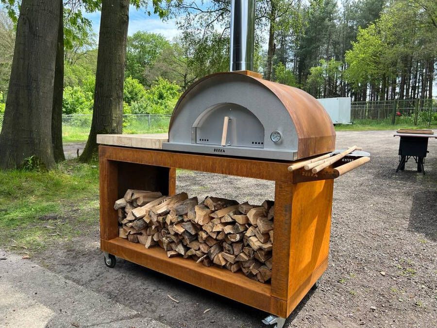 Beek Corten 90 pizzaoven houtgestookt Cortenstaal tot 4 pizza's tegelijk