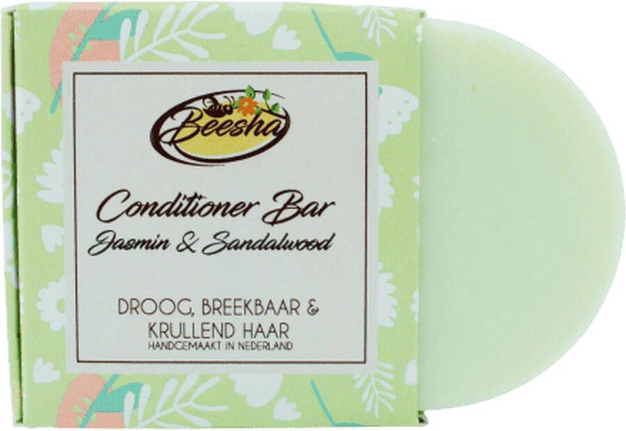 Beesha Conditioner Bar Jasmin & Sandalwood 100% Plasticvrije en Natuurlijke Verzorging Vegan Sulfaatvrij en Parabeenvrij CG Proof