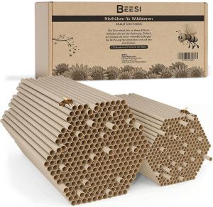 BEESI 600 x nesthulzen voor wilde bijen 6 en 8 mm diameter waterafstotend lange levensduur nesthulp accessoires vulmateriaal voor insectenhotel