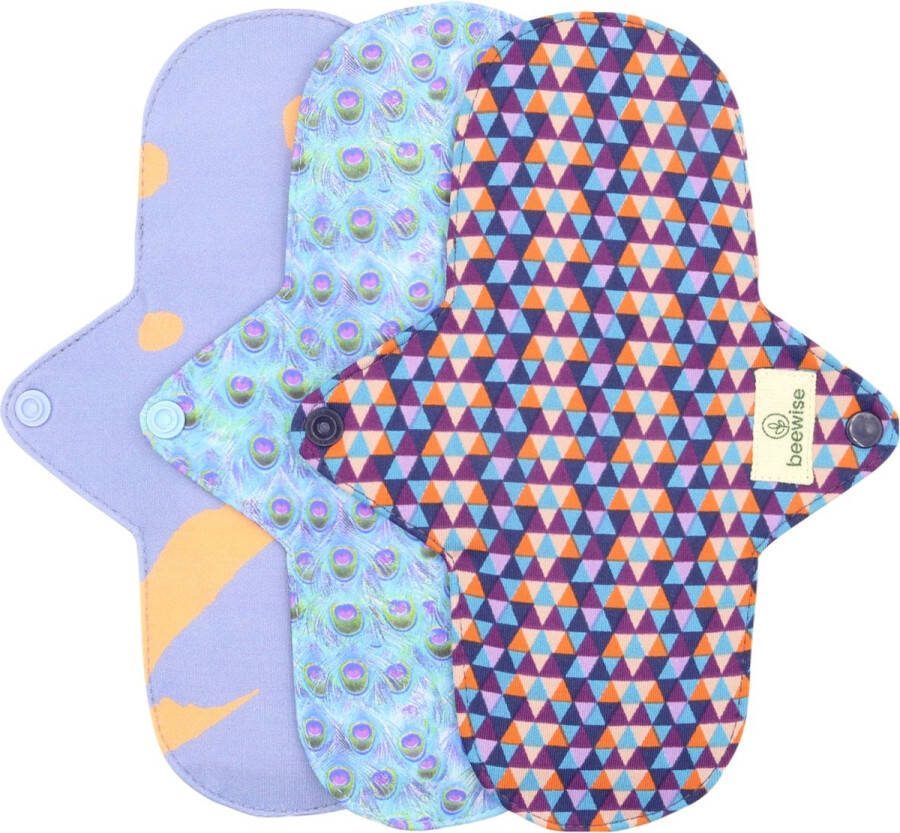 Beewise Herbruikbare Wasbaar Maandverband Menstruatie Reusable Sanitary Woman Pads Menstrual Liners Washable Pad Set x 3 Regular Size