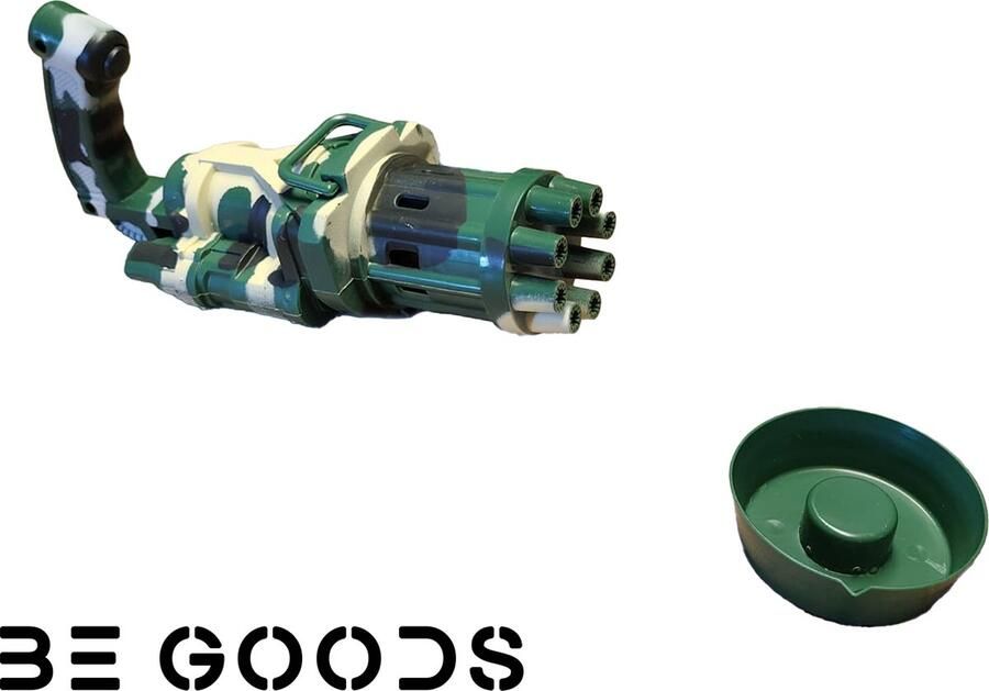BeGoods Gatling Electric Bubble Gun Camo Donker Bellenblaasmachine Bellenblaas pistool Bellenblaas Bellenblaasmachine voor kinderen Bellenblazer Elektrische bellenblaas