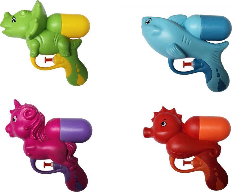 BeGoods Waterpistolen Set van 4 Dino Haai Eenhoorn Zeepaard Waterguns Waterpistool Kinderen Waterpistool Dieren Beesten