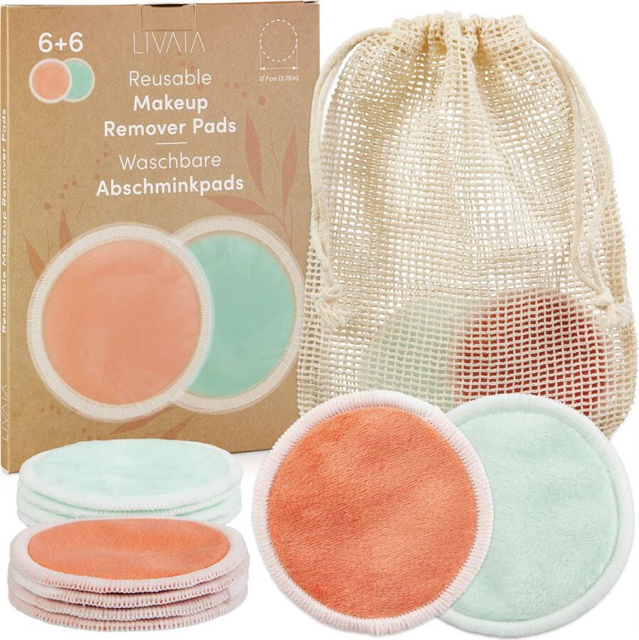 BeGreat Livaia© Wasbare Make-up Remover Pads : 12 wasbare Make-up Remover Pads met Waszakje Wasbare Katoenen Pads Herbruikbaar Herbruikbare Katoenen Pads 12x Wasbare Make-up Remover Pads