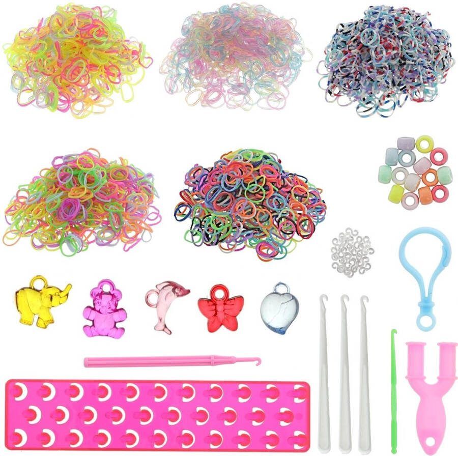 Behave 3200 Loombandjes Starterspakket Loomelastiekjes Loomen Loom Pakket Latexvrij