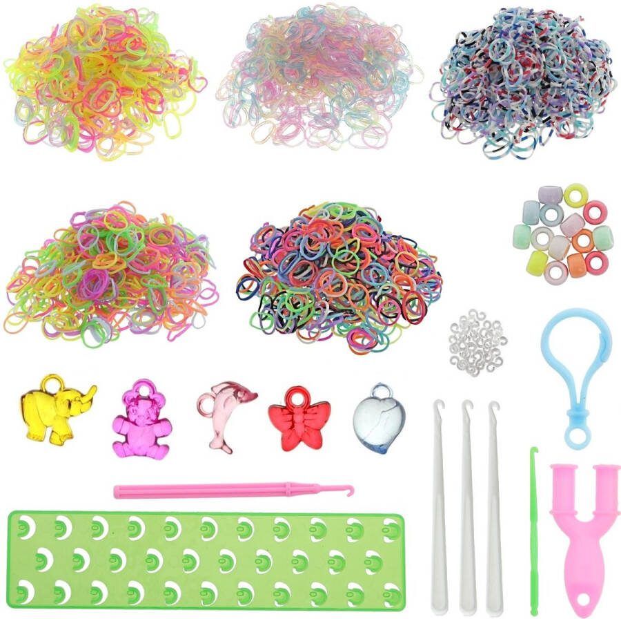 Behave 3200 Loombandjes Starterspakket Loomelastiekjes Loomen Loom Pakket Latexvrij