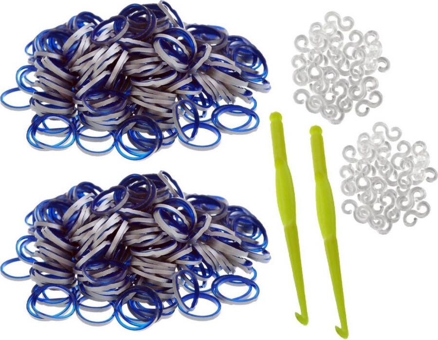 Behave 600 Loom Bands met 2 weefhaken en S-clips grijs & blauw
