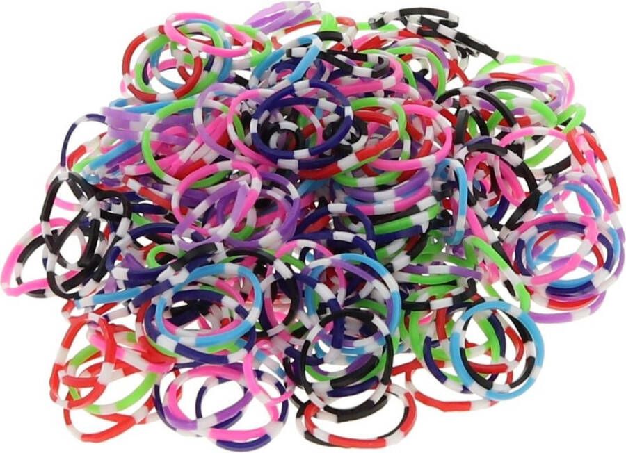 Behave 600 loom elastiekjes gestreept met weefhaken en S-clips voor eindeloos speelplezier met deze loombandjes