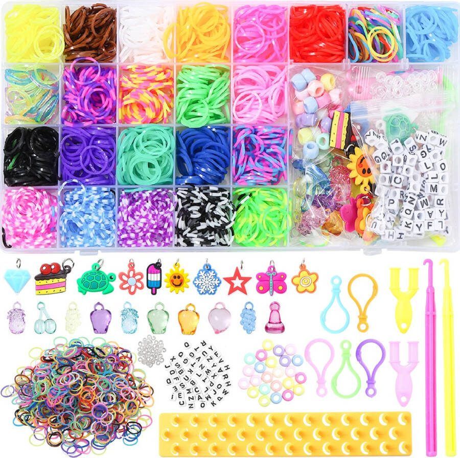 Behave Loombandjes Starterspakket Loom Loombox Eco Friendly Latexvrije Loom Elastiekjes 23 Kleuren Extra 1000 Multi Color Looms Veel accesoires