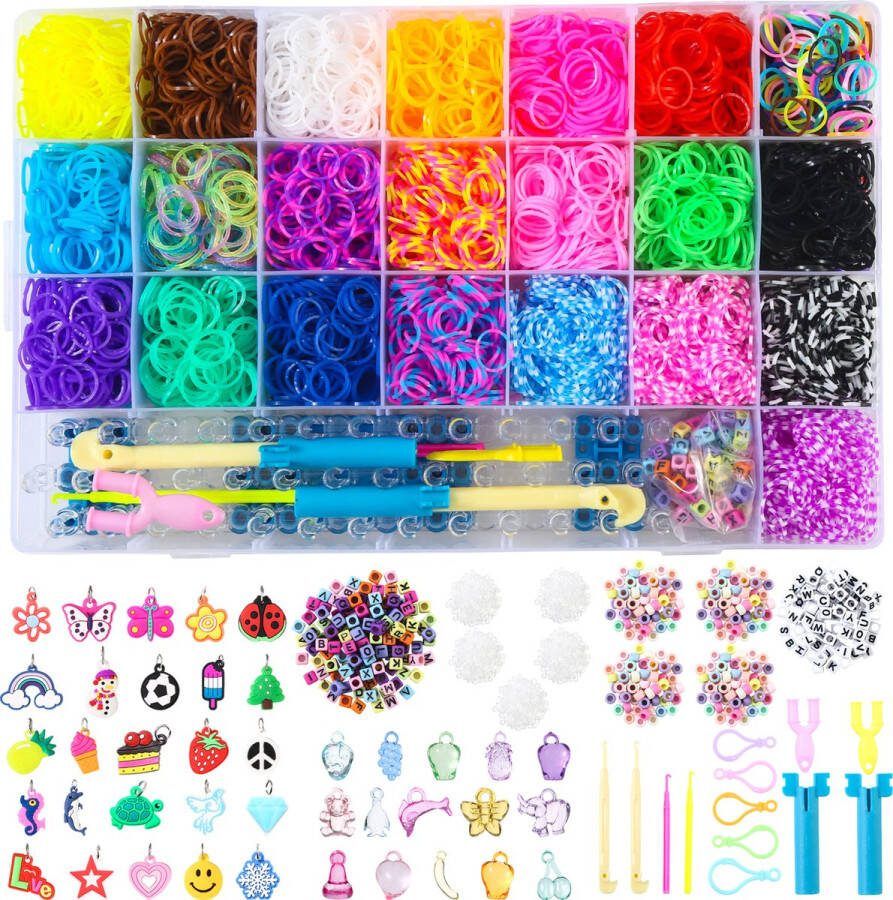 Behave Loombandjes Starterspakket Loombox Loomelastiekjes Loomen Loom Pakket Latexvrij 6460-Delig