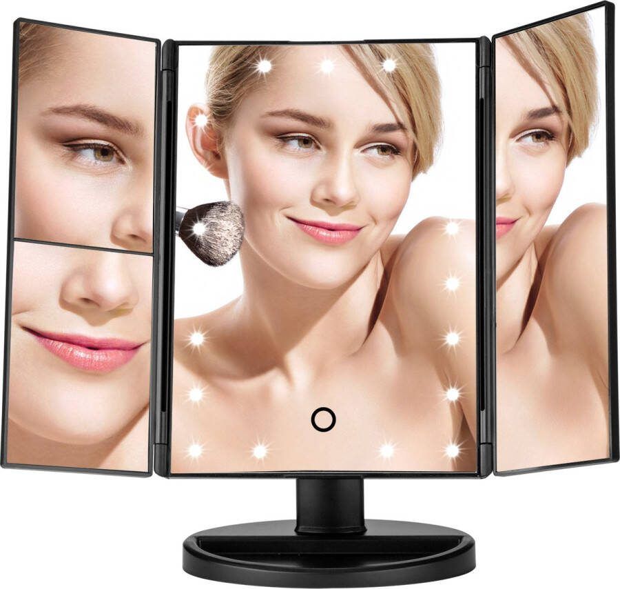 Behave Make Up spiegel met Verlichting Inklapbaar Dimbaar 21 LED's Incl USB kabel 34 4 x 28 cm Zwart