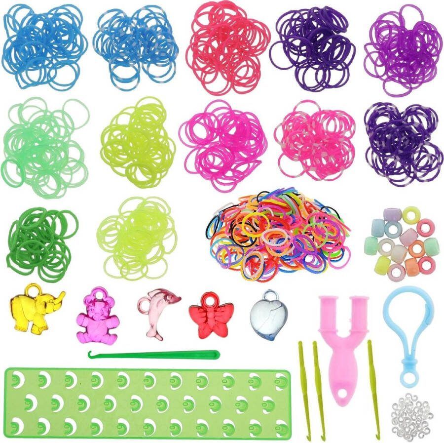Behave Starterspakket Loom Loombandjes Groen Loombord Opbergdoos 4 Loomnaalden Veel Extra Accesoires