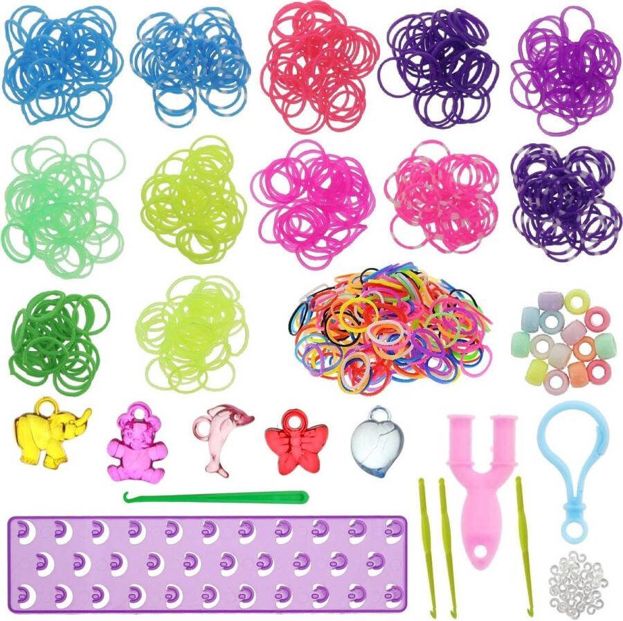 Behave Starterspakket Loom Loombandjes Paars Loombord Opbergdoos 4 Loomnaalden Veel Extra Accesoires