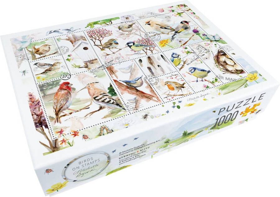 Bekking & Blitz Puzzel 1.000 stukjes Kunst Dieren Vogels Birds on stamps Vogels op postzegels Michelle Dujardin