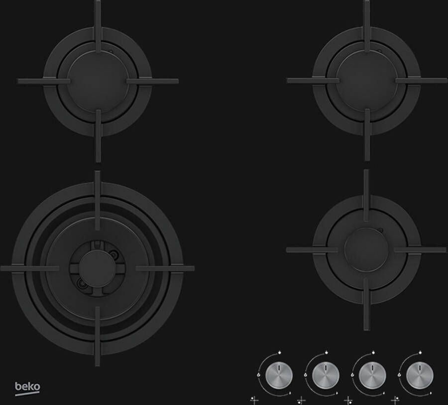 Beko HILW64222S kookplaat Zwart Ingebouwd Gaskookplaat 4 zone(s)