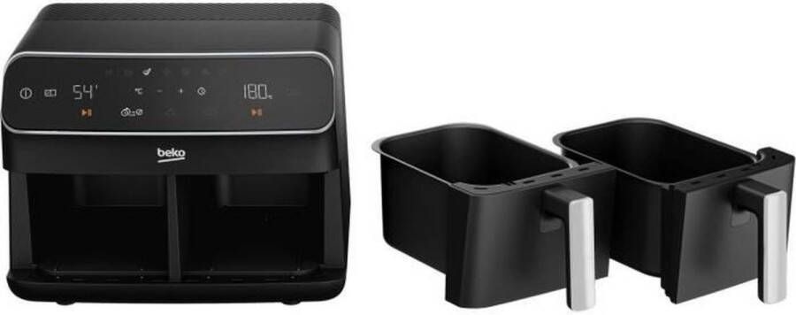 Beko Multifunctionele heteluchtfriteuse FRL5388B 2400 W 8 5 L voor 2 kg friet 2 tanks (2x 4 5 L) Zwart