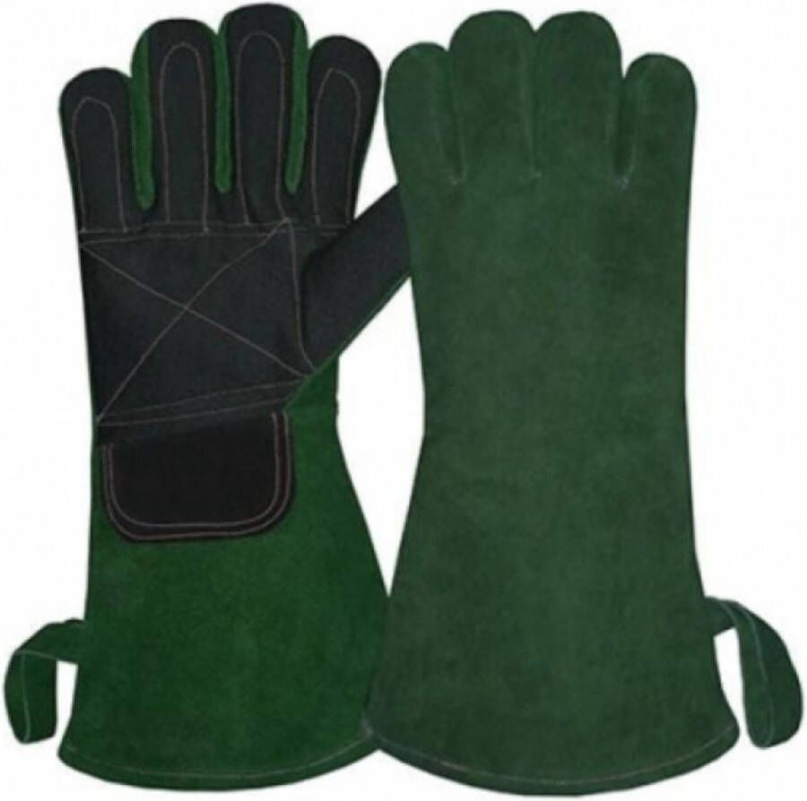 Bel Party Wears Lederen Handschoenen Hittebestendige BBQ set van 2 stuks Groen