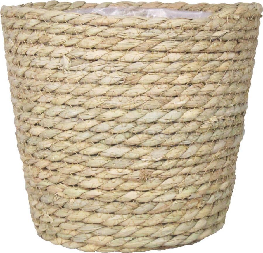 Shoppartners Naturel Rotan Mand Van Gedraaid Touw riet 17 5 Cm Plantenpotten