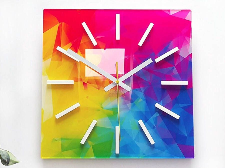BELANIAN Klokken Wandklokken -Grote wandklok XXL- 49cm Amazing Clock regenboogklok kleurrijke klok