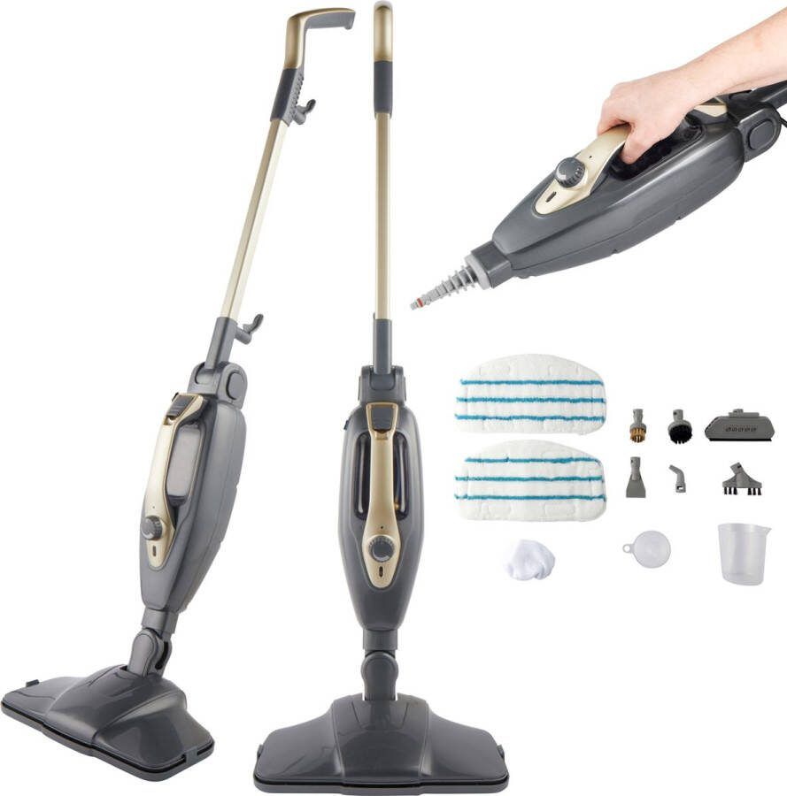 Beldray Titanium 14-in-1 stoomreiniger Mop – multifunctionele handheld stoomkoker 350 ml Flexi-scharnier chemicaliënvrij raamreiniger inclusief extra spuitmondjes en moppads 1300 W