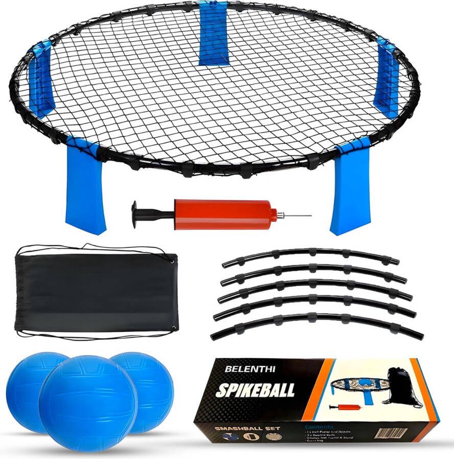 Belenthi Roundball set Inclusief 3 ballen en een pomp Geschikt voor Spikeball Smashball Roundnet Blauw