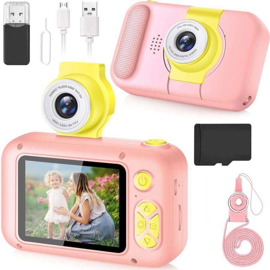 Belenthi Digitale Kindercamera Fototoestel voor kinderen Speelgoedcamera Incl. accessoires Roze