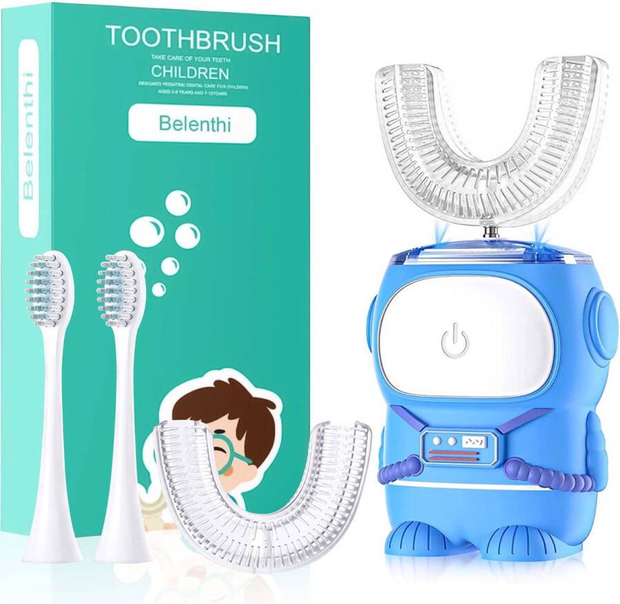 Belenthi elektrische tandenborstel kinderen U-vormige tandenborstel kind Astronaut elektrische tandenborstel kind incl. 4 opzetstukjes