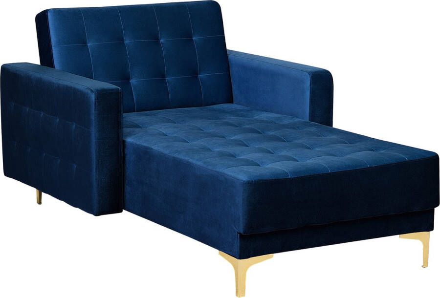 Beliani ABERDEEN Chaise longue Blauw Symmetrisch Fluweel