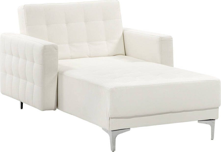 Beliani ABERDEEN Chaise longue Wit Symmetrisch Kunstleer
