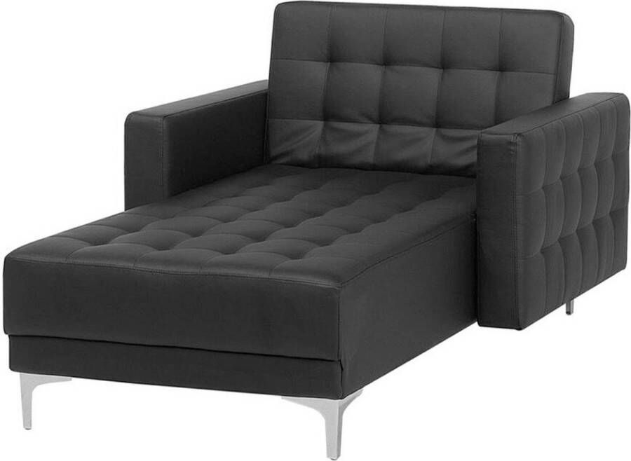 Beliani ABERDEEN Chaise longue Zwart Symmetrisch Kunstleer