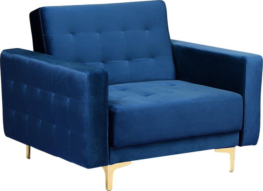 Beliani ABERDEEN Chesterfield fauteuil Blauw Fluweel