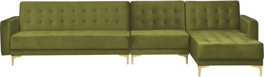 Beliani -ABERDEEN-Hoekslaapbank-Groen-Linkerzijde-347 cm-Fluweel