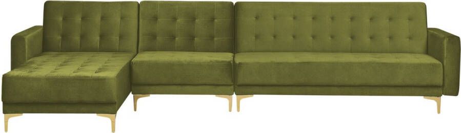 Beliani -ABERDEEN-Hoekslaapbank-Groen-Rechterzijde-347 cm-Fluweel