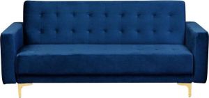 Beliani ABERDEEN Three Seater Sofa Blauw Fluweel
