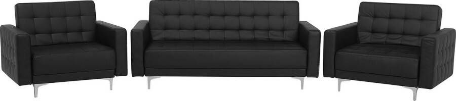 Beliani ABERDEEN Living Room Set Zwart Kunstleer