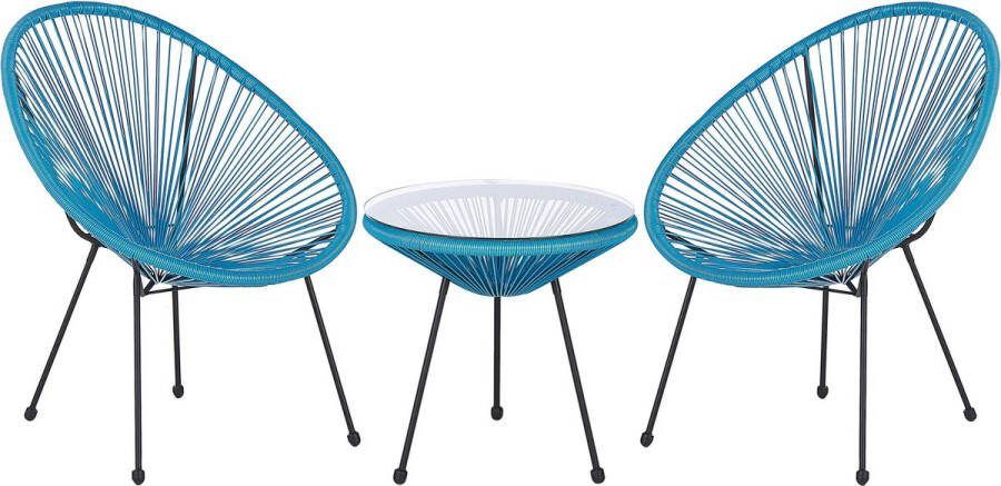 Beliani ACAPULCO Bistroset voor 2 Blauw PE rotan