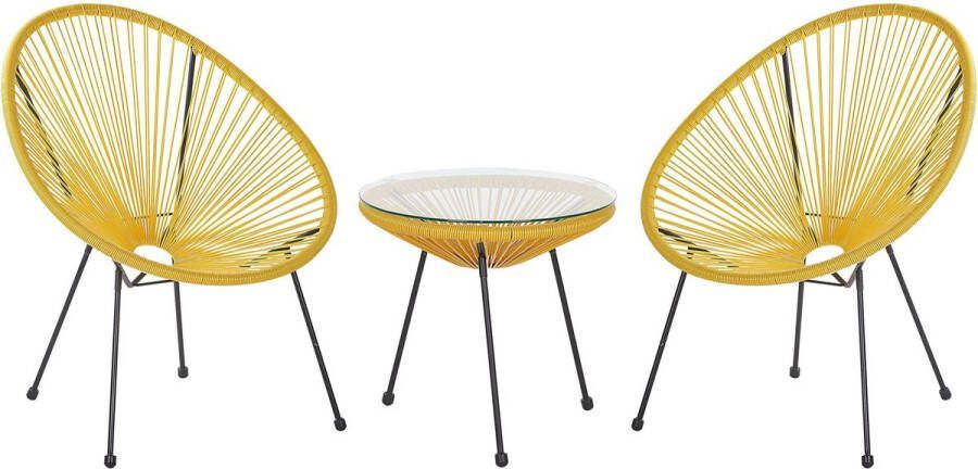 Beliani ACAPULCO II Bistroset voor 2 Geel PE rotan