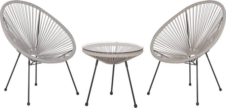 Beliani ACAPULCO II Bistroset voor 2 Licht Grijs PE rotan