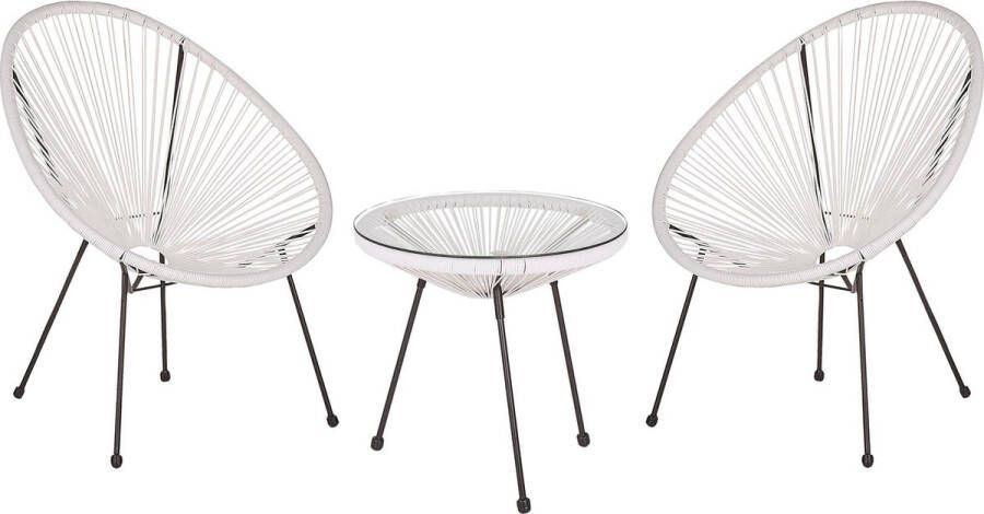 Beliani ACAPULCO II Bistroset voor 2 Wit PE rotan