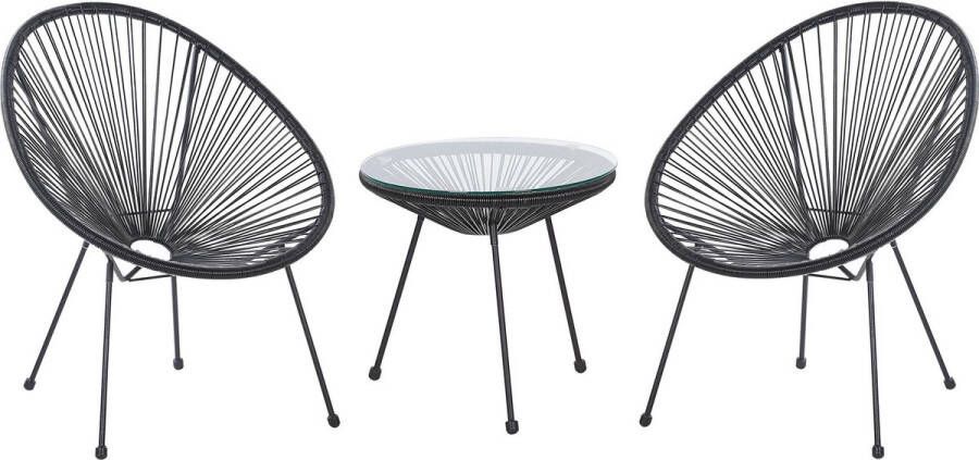 Beliani ACAPULCO II Bistroset voor 2 Zwart PE rotan
