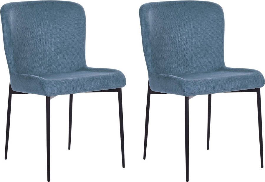 Beliani ADA Eetkamerstoel set van 2 Blauw Polyester