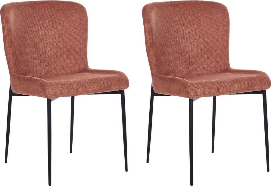 Beliani ADA Eetkamerstoel set van 2 Goudbruin Polyester