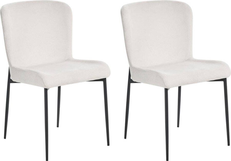 Beliani ADA Eetkamerstoel set van 2 Gebroken wit Polyester