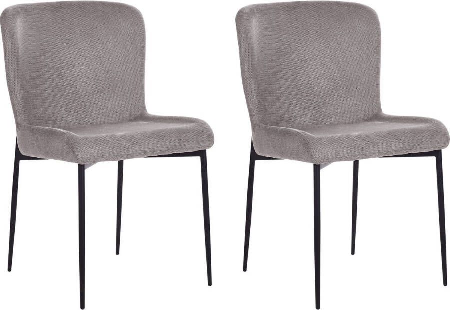Beliani ADA Eetkamerstoel set van 2 Donkergrijs Polyester