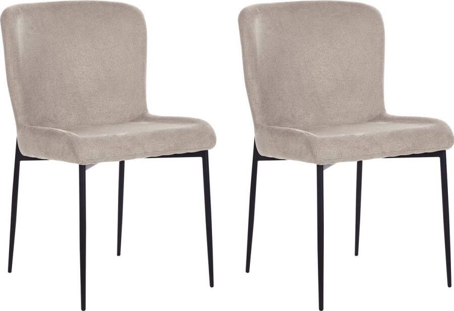 Beliani ADA Eetkamerstoel set van 2 Taupe Polyester