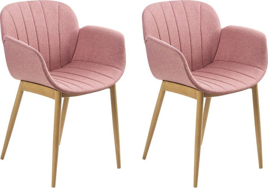 Beliani ALICE Eetkamerstoel set van 2 Roze Polyester