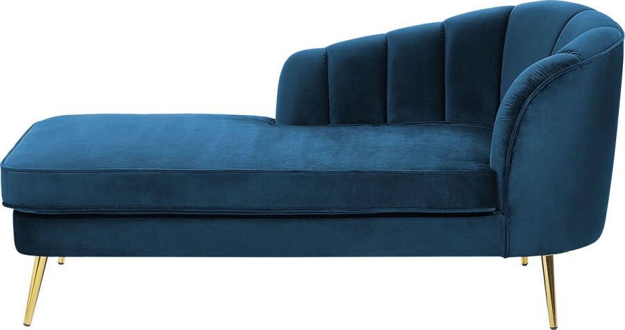Beliani ALLIER Chaise longue Blauw Rechterzijde Fluweel
