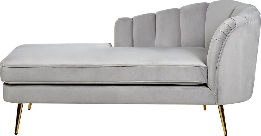 Beliani ALLIER Chaise longue Grijs Rechterzijde Fluweel