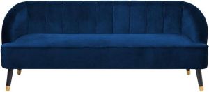 Beliani ALSVAG Three Seater Sofa Blauw Fluweel